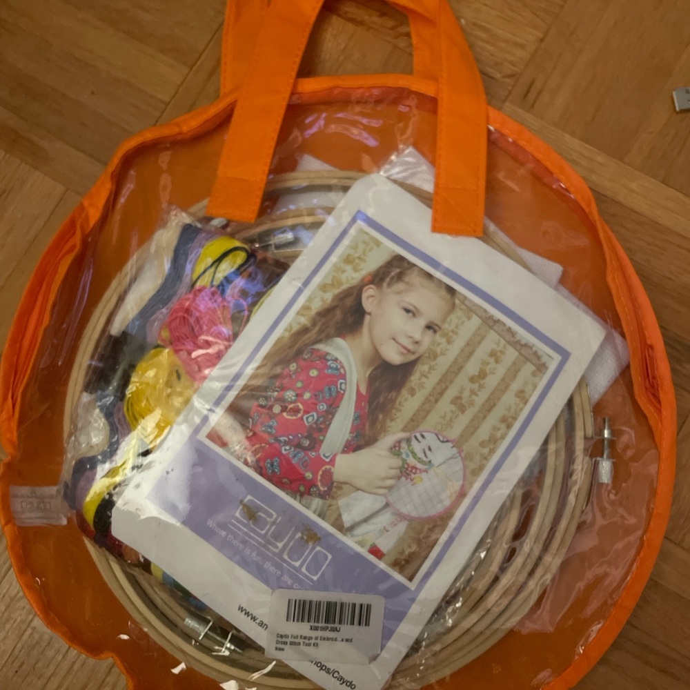 Craft Embroidery Starter Kit Bag Caydo pieces includes 5 hoops carrying case